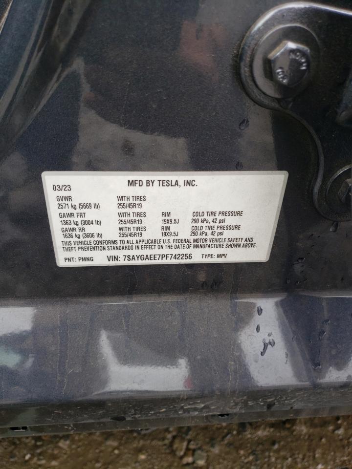 2023 Tesla Model Y VIN: 7SAYGAEE7PF742256 Lot: 84945955