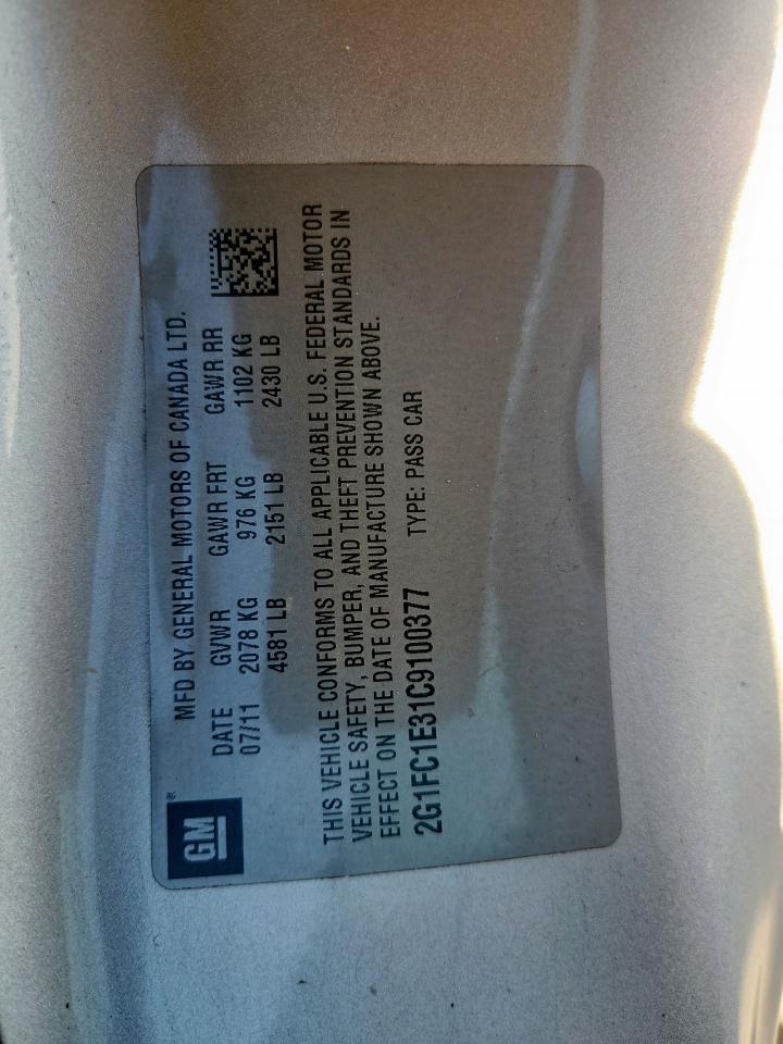 2012 Chevrolet Camaro Lt VIN: 2G1FC1E31C9100377 Lot: 82250815