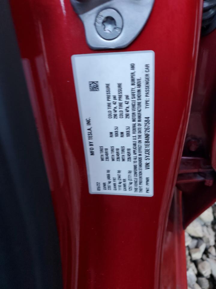 2022 Tesla Model 3 VIN: 5YJ3E1EB4NF267584 Lot: 82713105