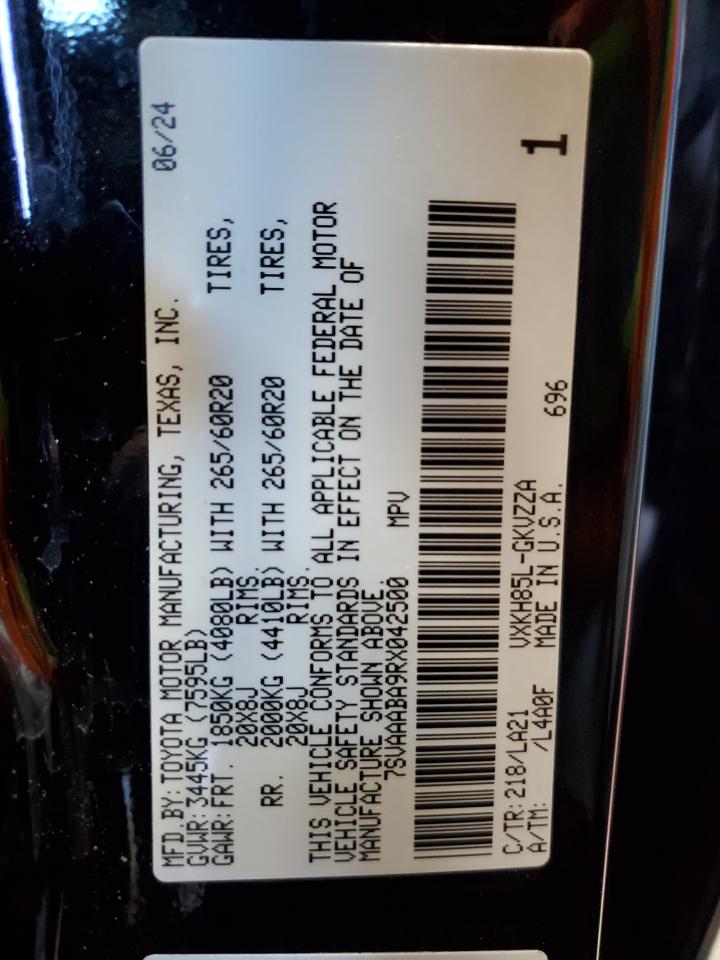 2024 Toyota Sequoia Sr5 VIN: 7SVAAABA9RX042500 Lot: 82006005