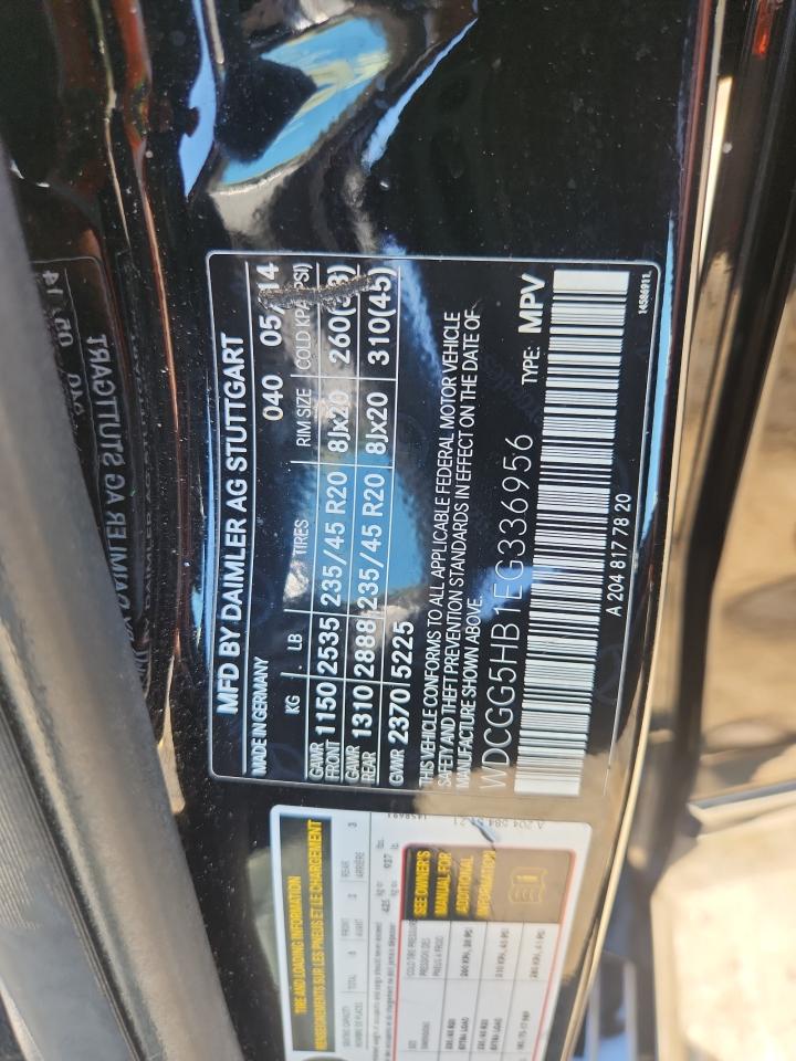 2014 Mercedes-Benz Glk 350 VIN: WDCGG5HB1EG336956 Lot: 86242695