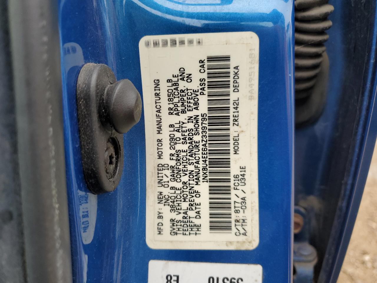 2010 Toyota Corolla Base VIN: 1NXBU4EE6AZ339795 Lot: 86082555