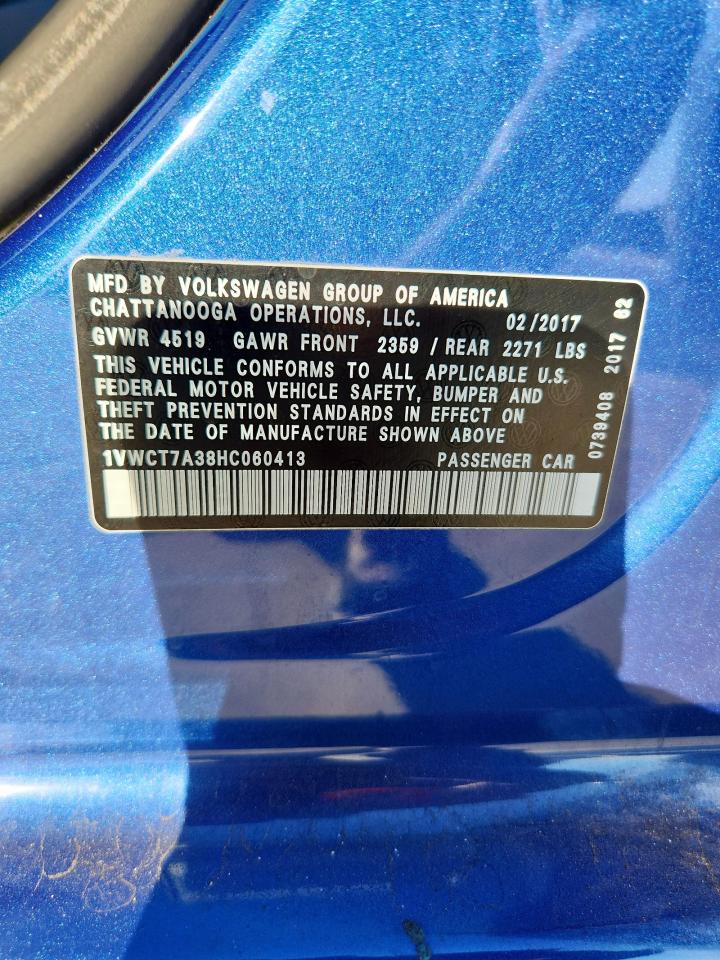 2017 Volkswagen Passat Sel Premium VIN: 1VWCT7A38HC060413 Lot: 85943375