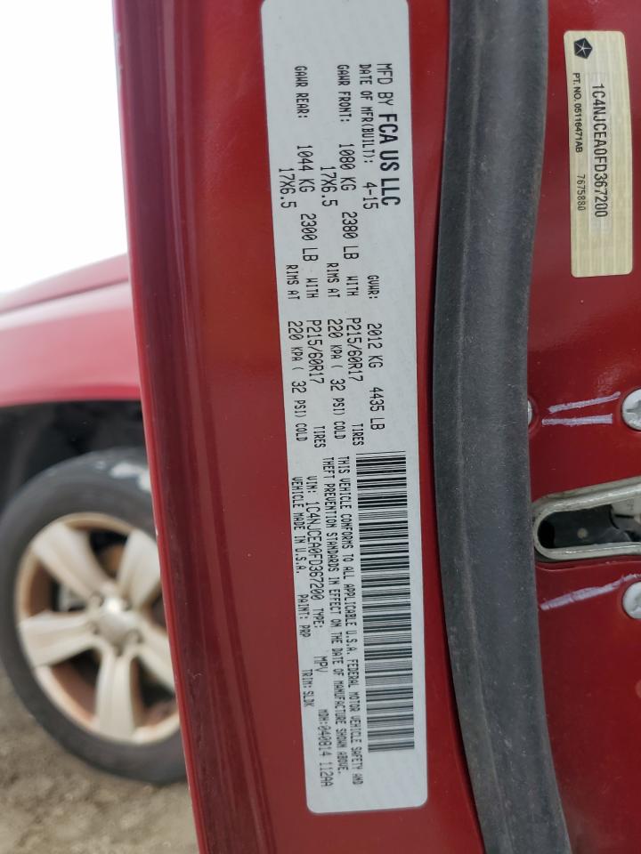 2015 Jeep Compass Latitude VIN: 1C4NJCEA0FD367200 Lot: 82767375