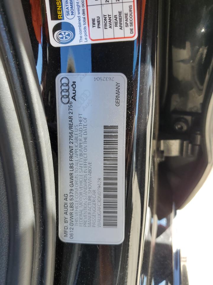 2013 Audi A6 Prestige VIN: WAUJGAFC3DN019428 Lot: 85345845