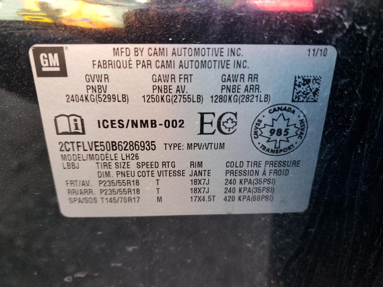 2011 GMC Terrain Slt VIN: 2CTFLVE50B6286935 Lot: 85931245