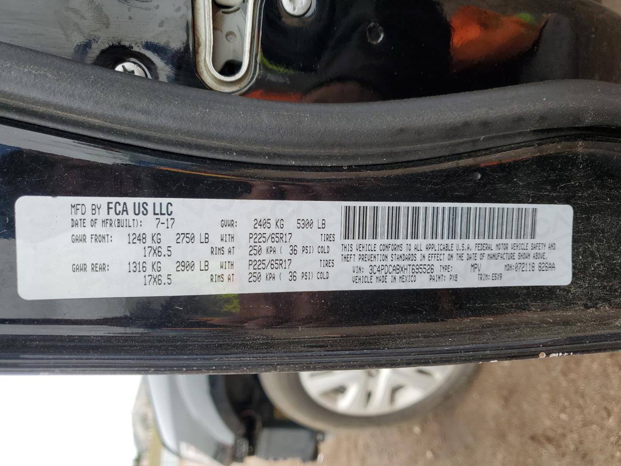 2017 Dodge Journey Se VIN: 3C4PDCABXHT695526 Lot: 80545895