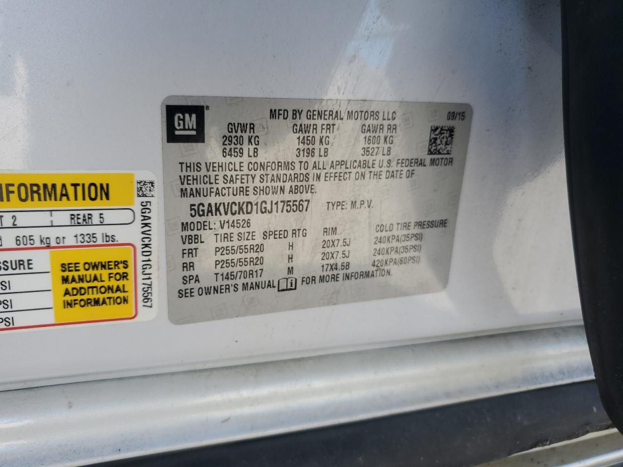 2016 Buick Enclave VIN: 5GAKVCKD1GJ175567 Lot: 82678795