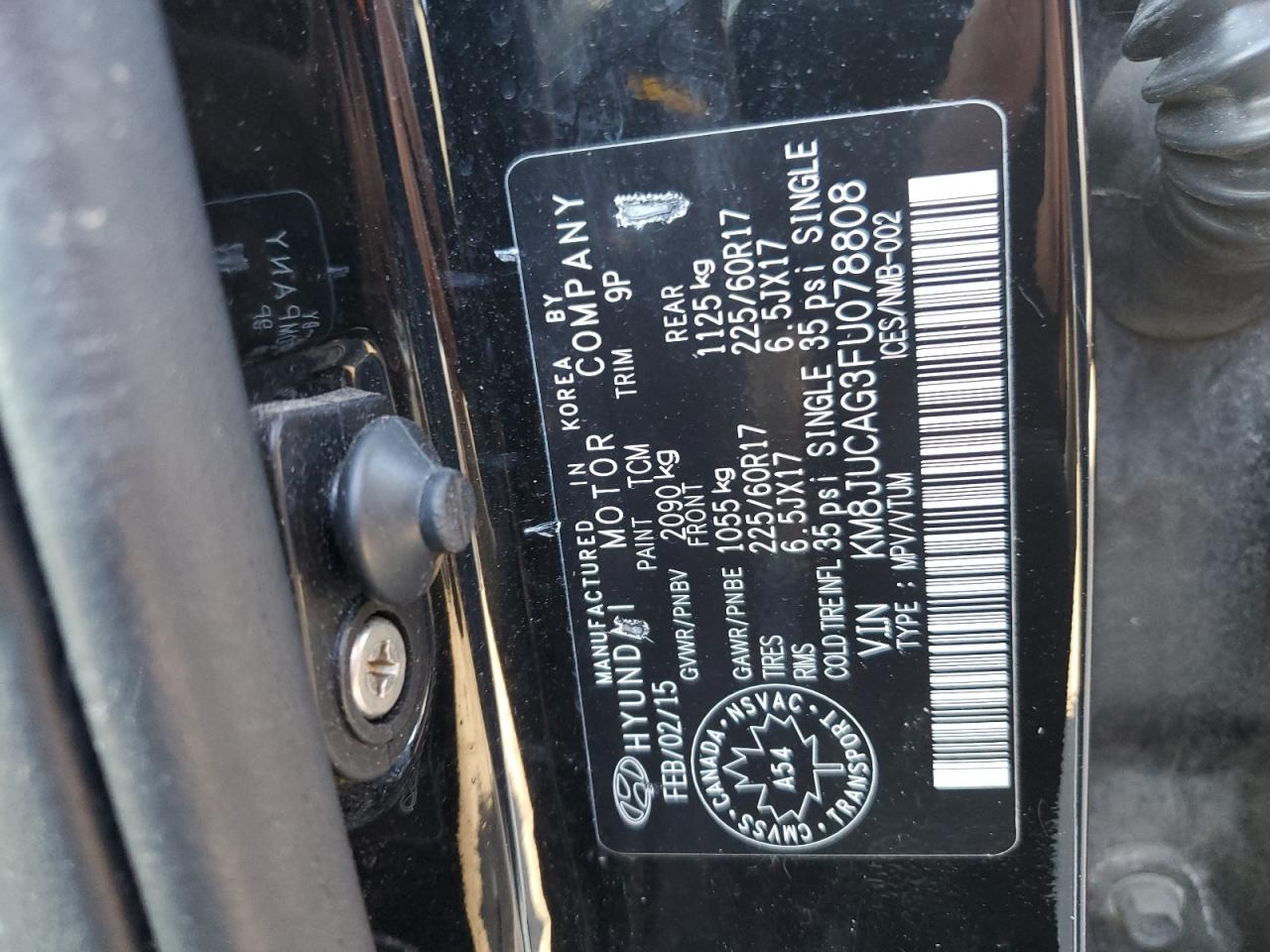 2015 Hyundai Tucson Limited VIN: KM8JUCAG3FU078808 Lot: 84170395