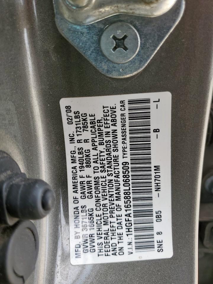 2008 Honda Civic Lx VIN: 1HGFA16588L068509 Lot: 82258815