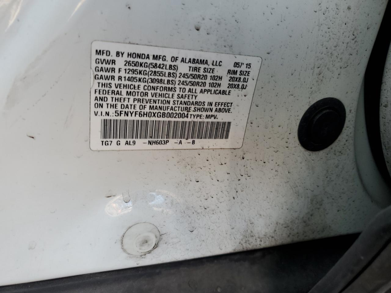 2016 Honda Pilot Elite VIN: 5FNYF6H0XGB002004 Lot: 90694745