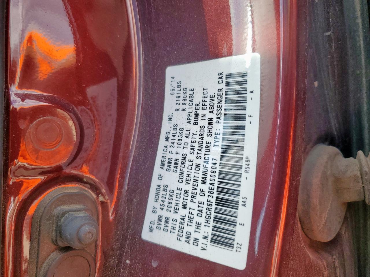 2014 Honda Accord Hybrid VIN: 1HGCR6F36EA008047 Lot: 82183655