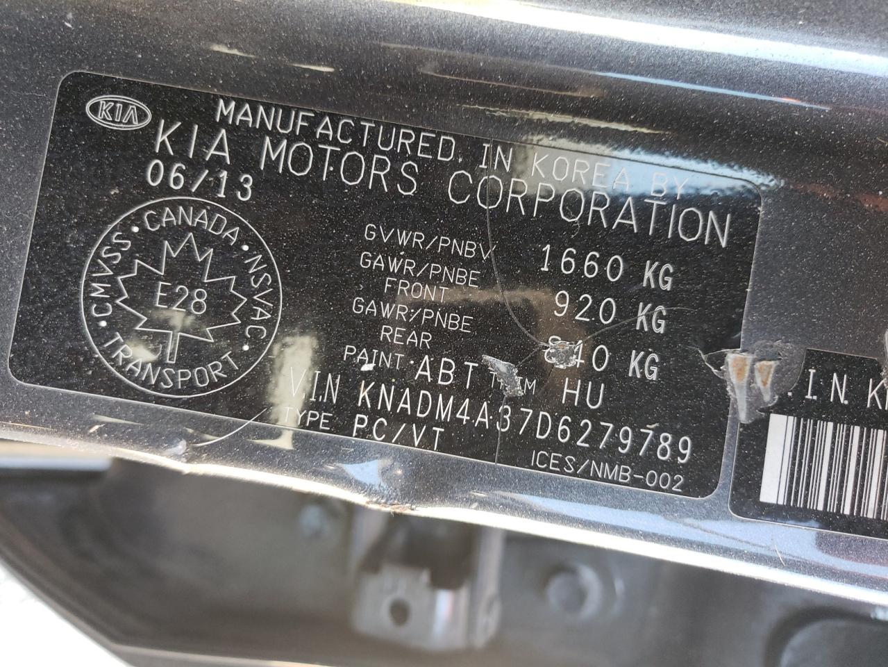 2013 Kia Rio Lx VIN: KNADM4A37D6279789 Lot: 84285415