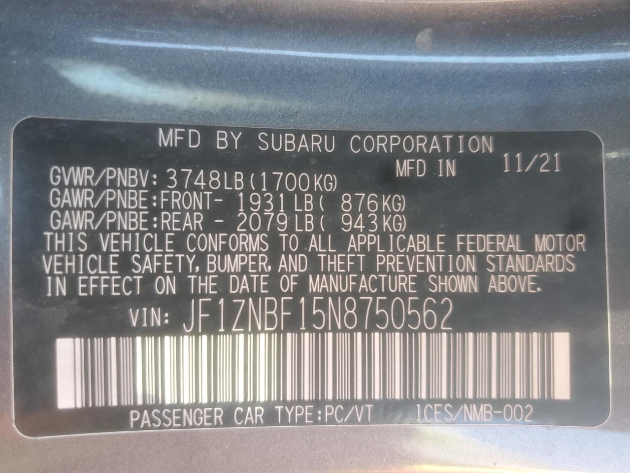 2022 Toyota Gr 86 Premium VIN: JF1ZNBF15N8750562 Lot: 84970515