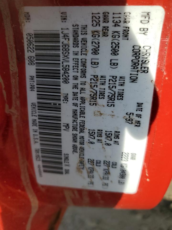 1997 Jeep Cherokee Sport VIN: 1J4FJ68SXVL584200 Lot: 87021345