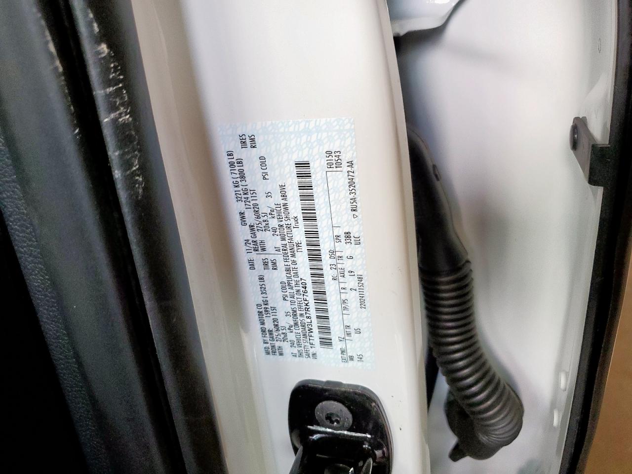 2024 Ford F150 Xlt VIN: 1FTFW3L87RKF76407 Lot: 85554415