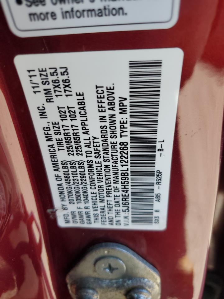 2011 Honda Cr-V Ex VIN: 5J6RE4H59BL122268 Lot: 86139805