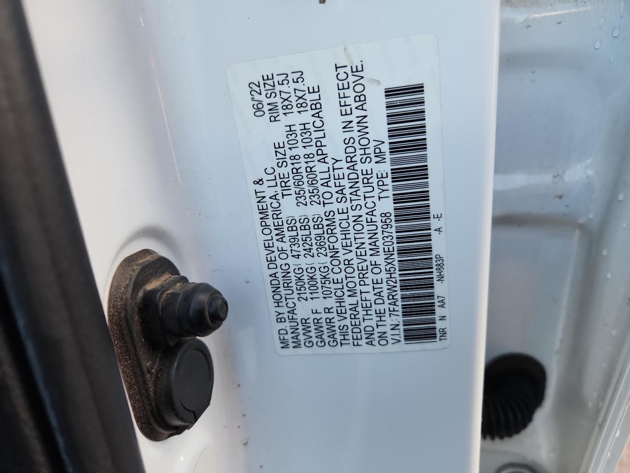 2022 Honda Cr-V Ex VIN: 7FARW2H5XNE037958 Lot: 86470755