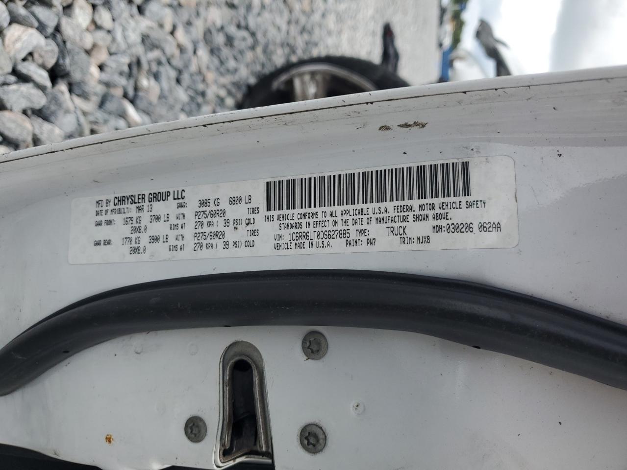 2013 Ram 1500 Slt VIN: 1C6RR6LT0DS627885 Lot: 82189375