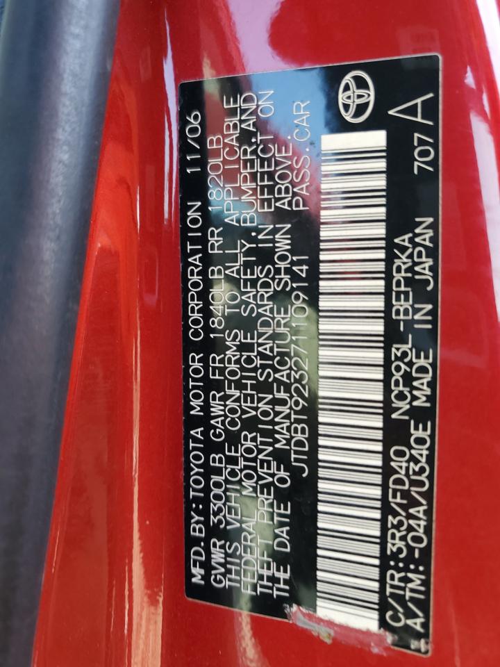 2007 Toyota Yaris VIN: JTDBT923271109141 Lot: 82754215