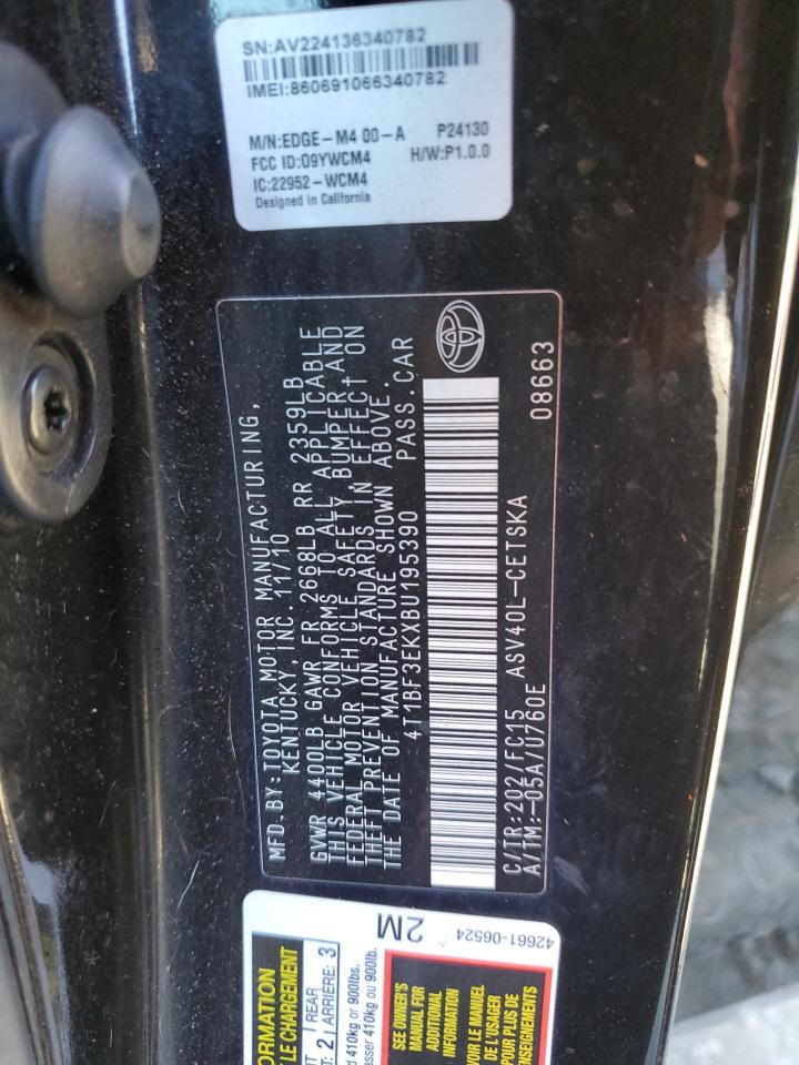 2011 Toyota Camry Base VIN: 4T1BF3EKXBU195390 Lot: 90786685