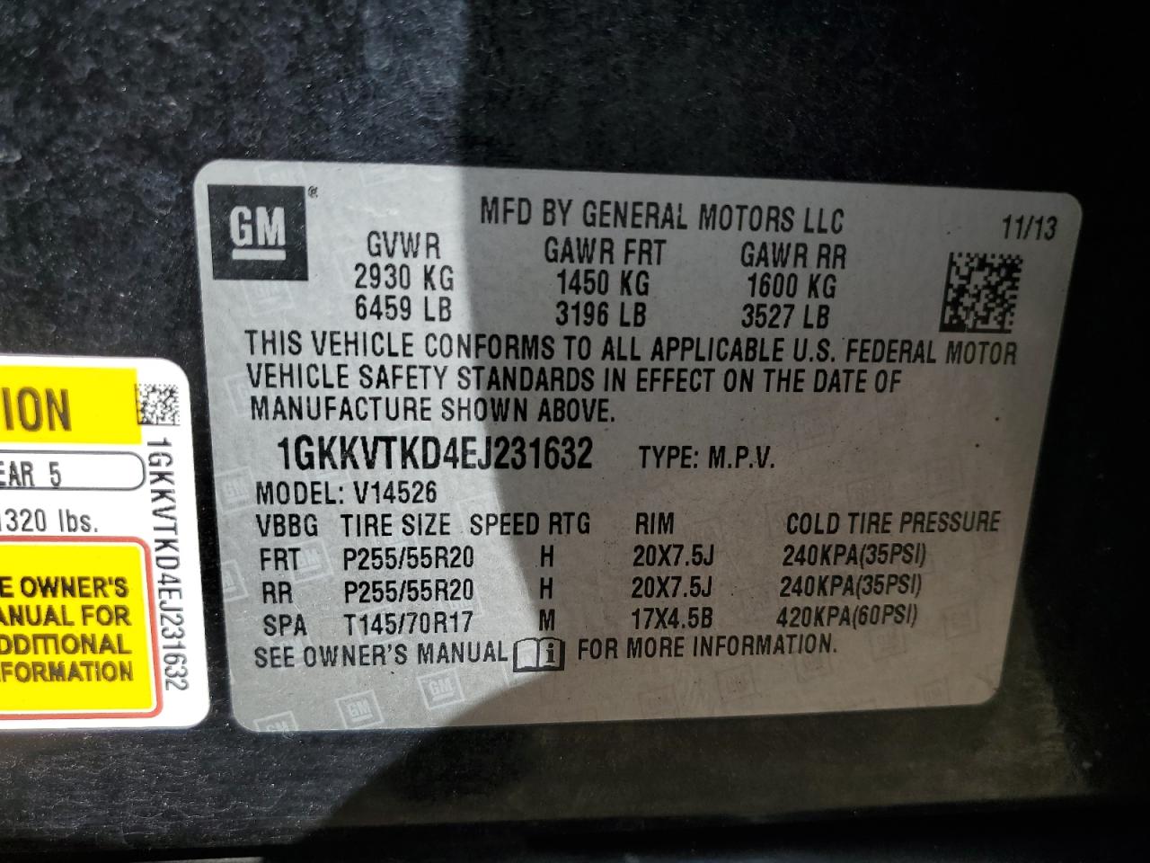 2014 GMC Acadia Denali VIN: 1GKKVTKD4EJ231632 Lot: 85710605