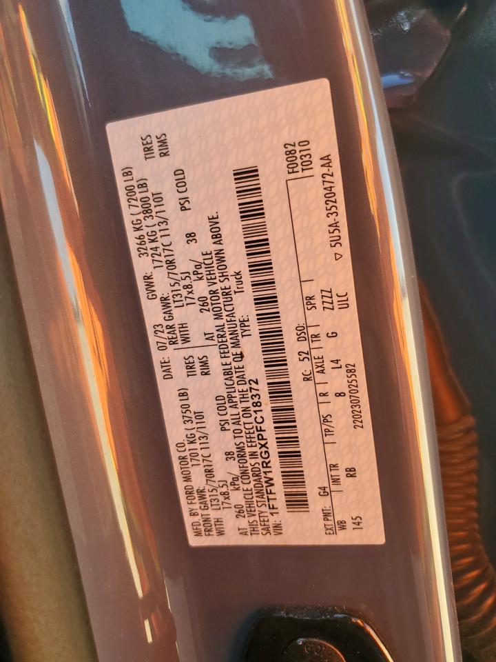 2023 Ford F150 Raptor VIN: 1FTFW1RGXPFC18372 Lot: 84810025