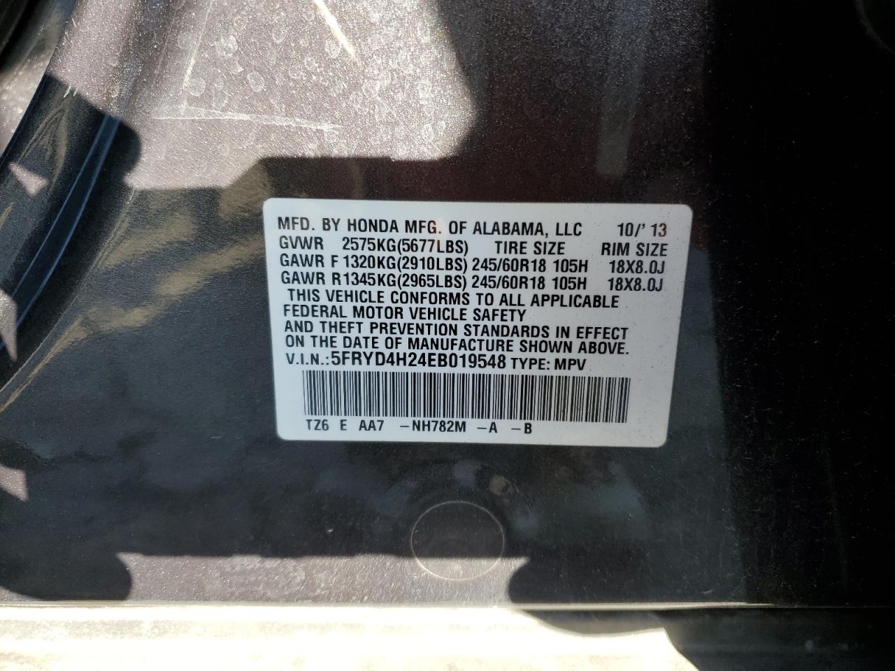 2014 Acura Mdx VIN: 5FRYD4H24EB019548 Lot: 89562505