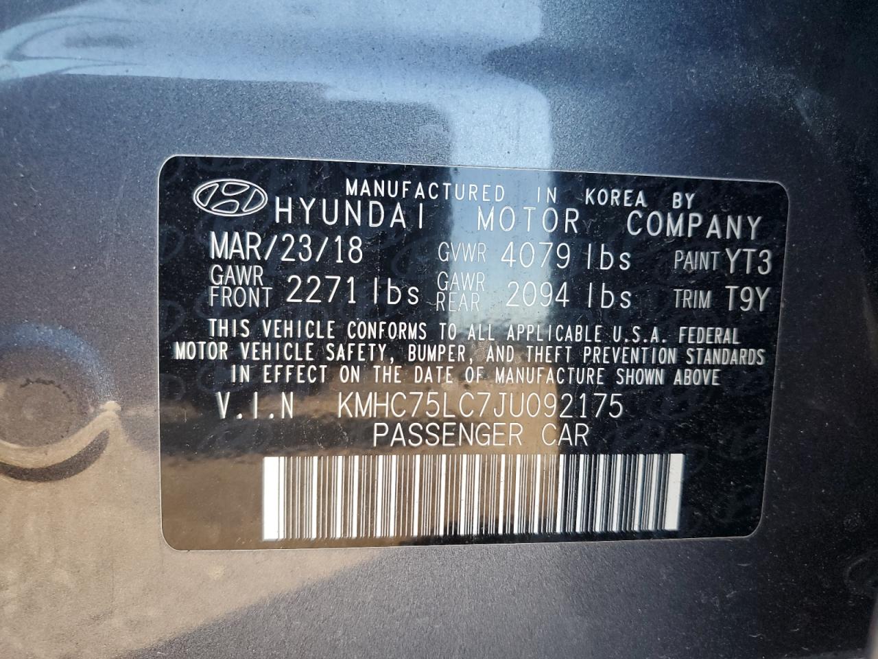 2018 Hyundai Ioniq Sel VIN: KMHC75LC7JU092175 Lot: 82232285