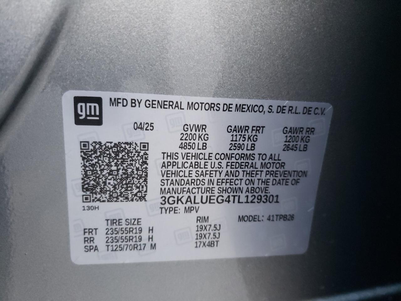 2026 GMC Terrain Elevation VIN: 3GKALUEG4TL129301 Lot: 89524115