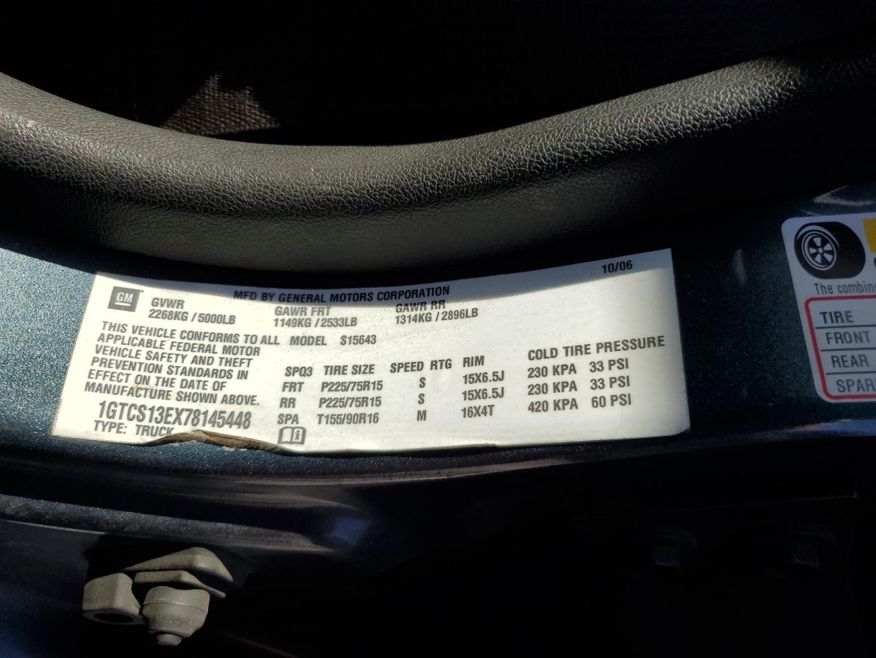 2007 GMC Canyon VIN: 1GTCS13EX78145448 Lot: 84710125