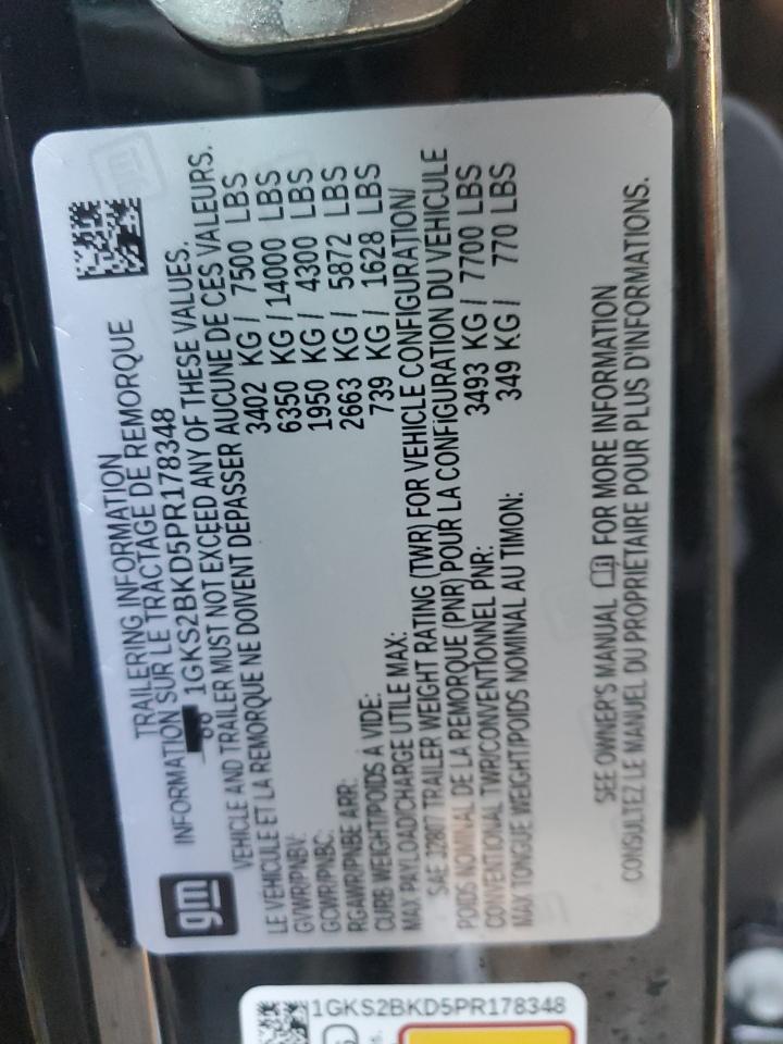 2023 GMC Yukon Slt VIN: 1GKS2BKD5PR178348 Lot: 86280465