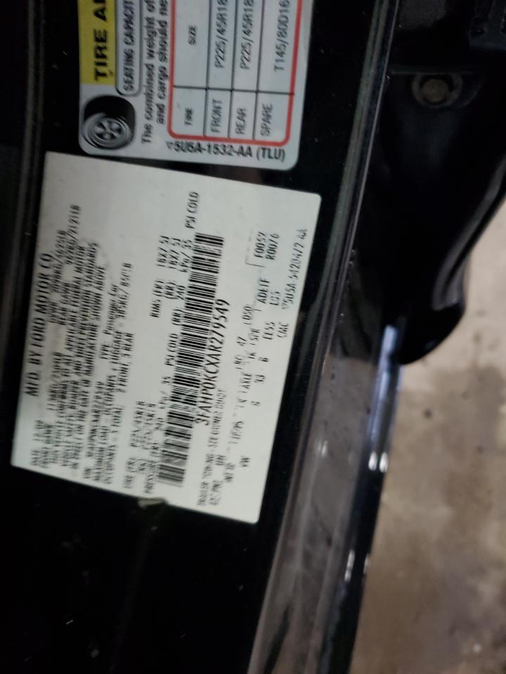 2010 Ford Fusion Sport VIN: 3FAHP0KCXAR279549 Lot: 89901735