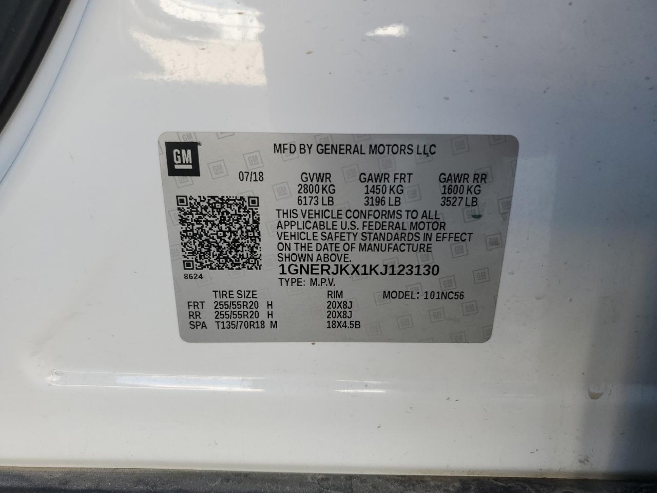 2019 Chevrolet Traverse Rs VIN: 1GNERJKX1KJ123130 Lot: 81159985