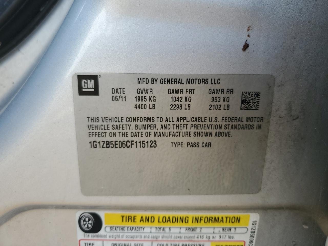 2012 Chevrolet Malibu Ls VIN: 1G1ZB5E06CF115123 Lot: 84282405