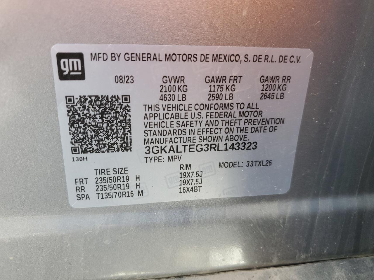 2024 GMC Terrain Sle VIN: 3GKALTEG3RL143323 Lot: 85726915