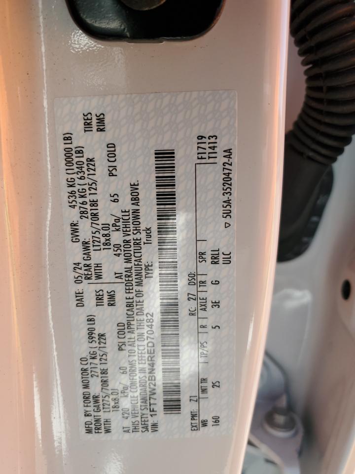 2024 Ford F250 Super Duty VIN: 1FT7W2BN4RED70482 Lot: 84368825