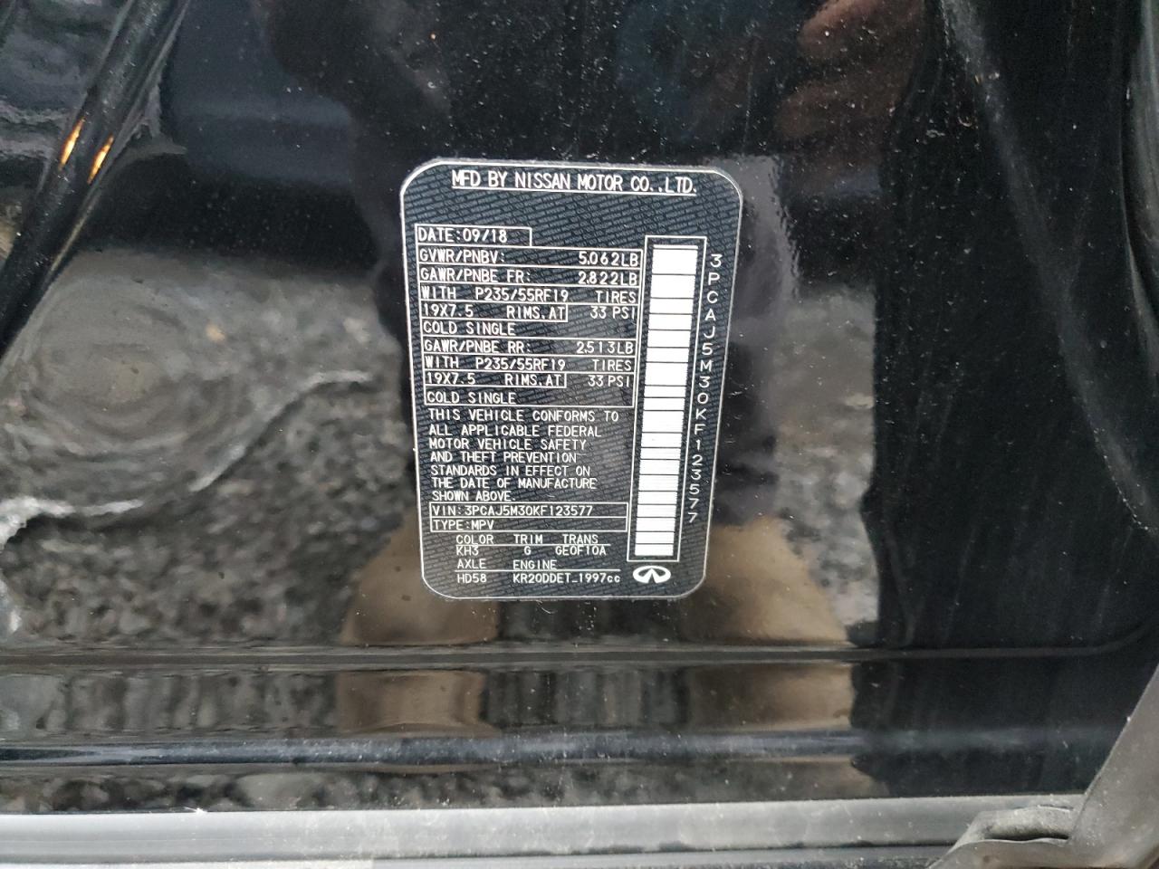 2019 Infiniti Qx50 Essential VIN: 3PCAJ5M30KF123577 Lot: 90568695