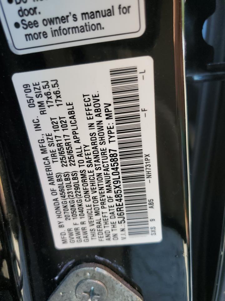 2009 Honda Cr-V Ex VIN: 5J6RE485X9L045887 Lot: 84993405