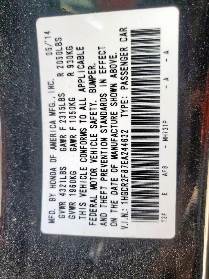 2014 Honda Accord Exl VIN: 1HGCR2F87EA244632 Lot: 84727585