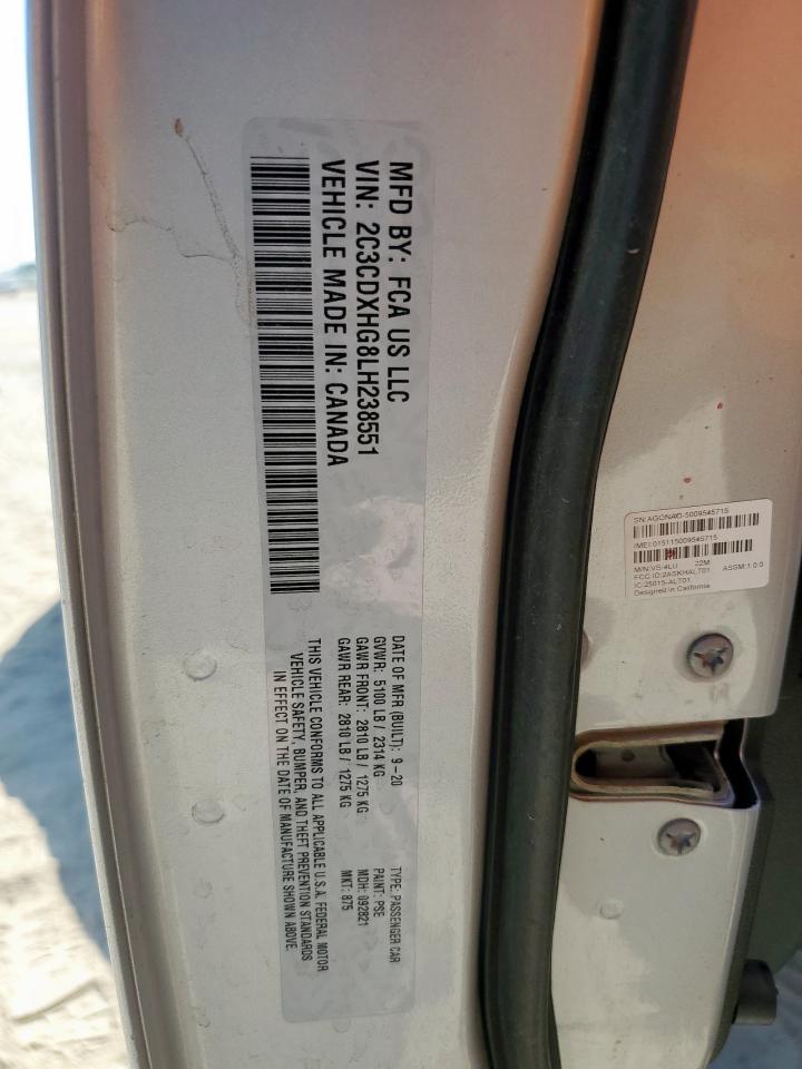 2020 Dodge Charger Gt VIN: 2C3CDXHG8LH238551 Lot: 82191715