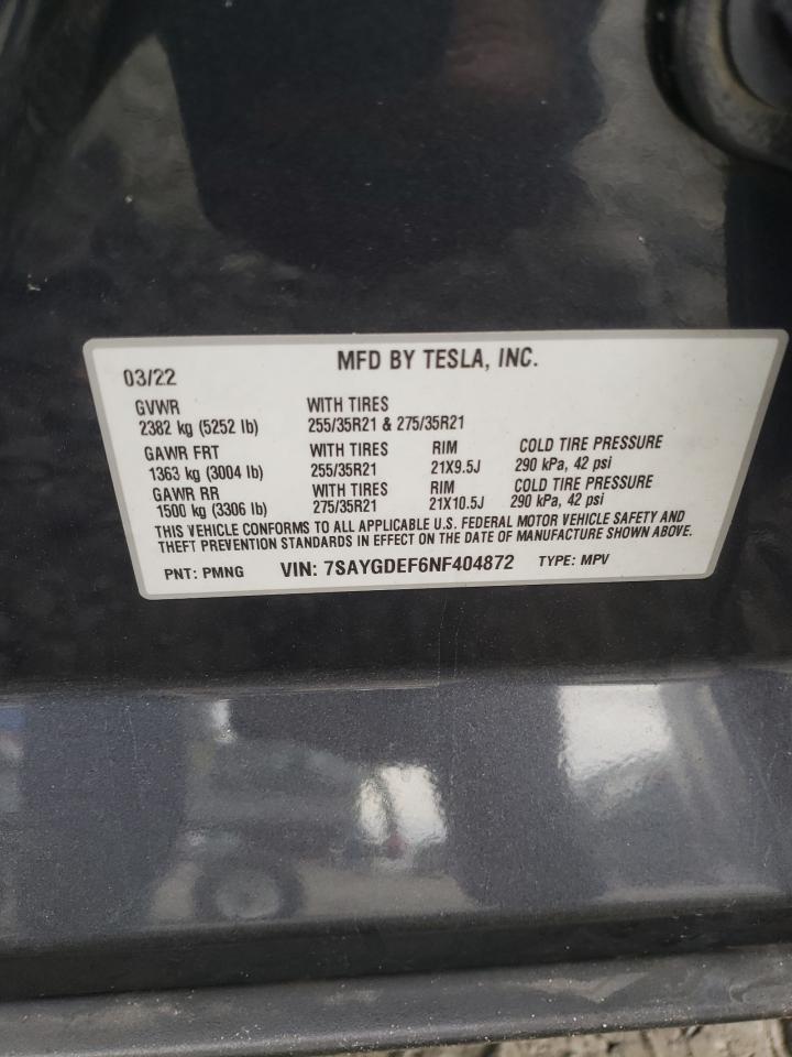 2022 Tesla Model Y VIN: 7SAYGDEF6NF404872 Lot: 87056345