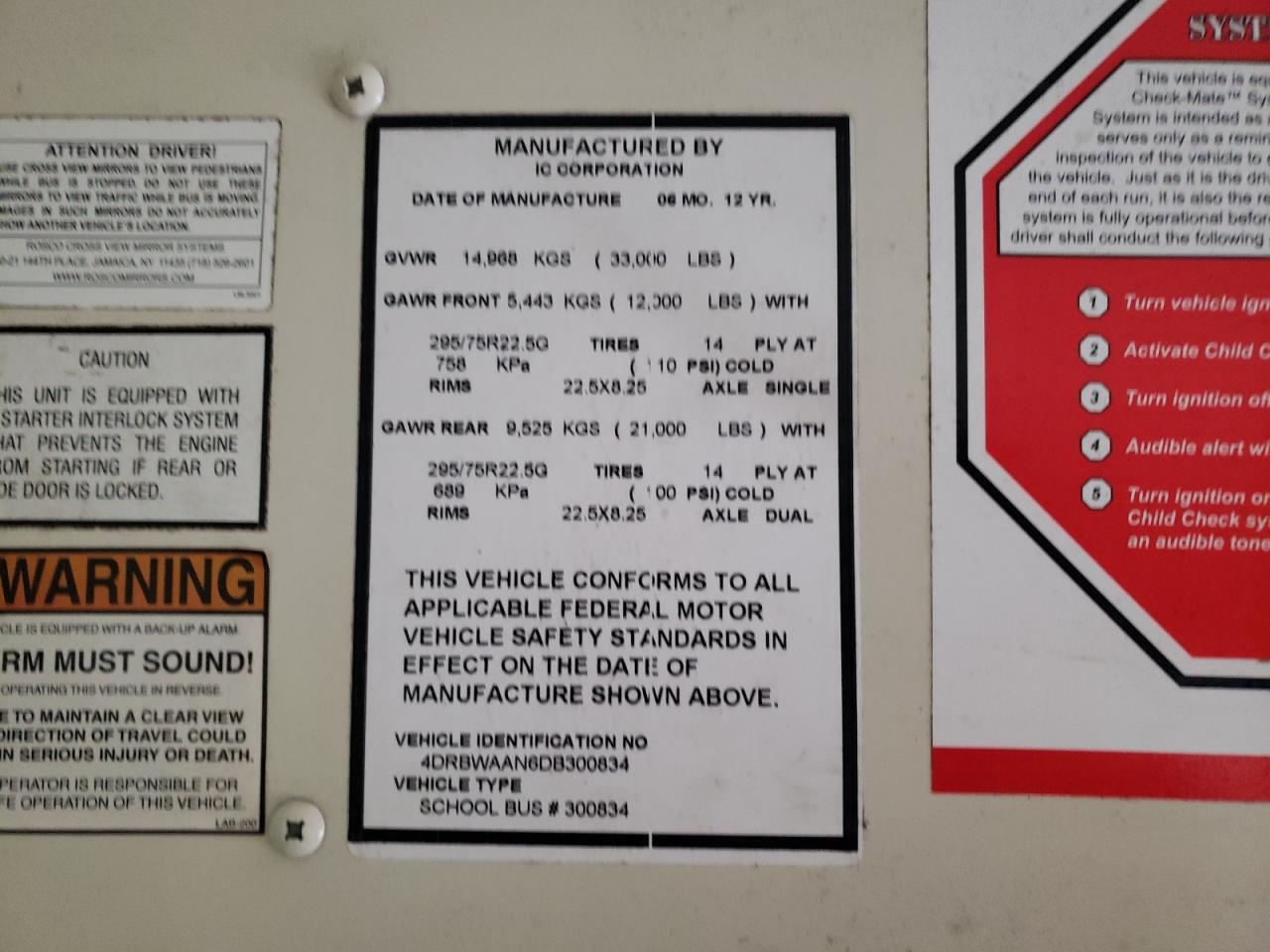 2013 Ic Corporation Re Series School - School Bus VIN: 4DRBWAAN6DB300834 Lot: 85951355