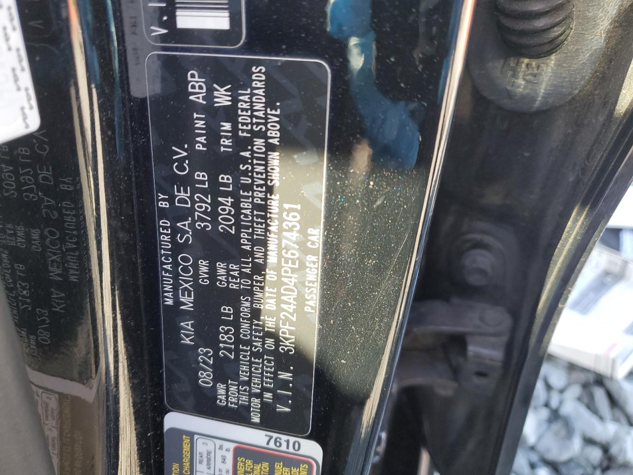 2023 Kia Forte Lx VIN: 3KPF24AD4PE674361 Lot: 85084085