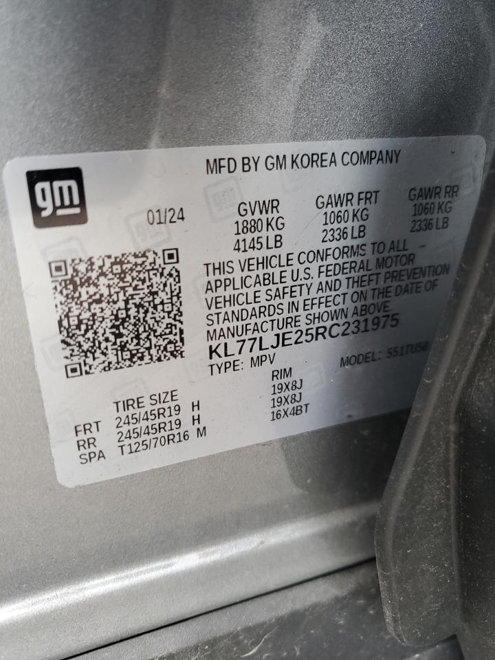 2024 Chevrolet Trax 2Rs VIN: KL77LJE25RC231975 Lot: 90106945