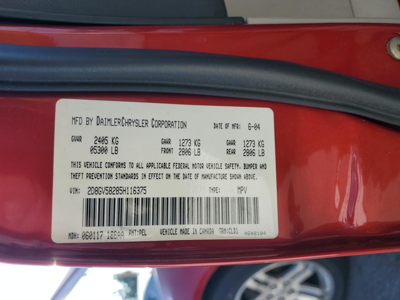 2005 Dodge Magnum R/T VIN: 2D8GV58285H116375 Lot: 85652555