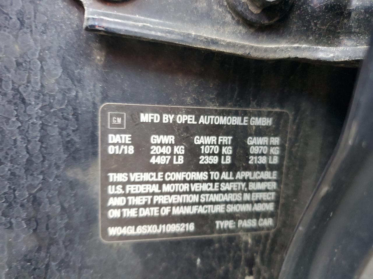 2018 Buick Regal Preferred VIN: W04GL6SX0J1095216 Lot: 89638895