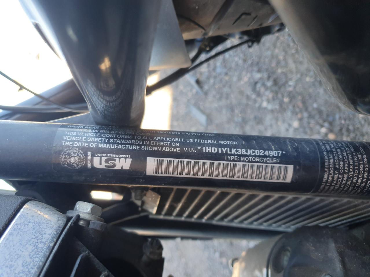 2018 Harley-Davidson Fxfbs Fat Bob 114 VIN: 1HD1YLK38JC024907 Lot: 90039905