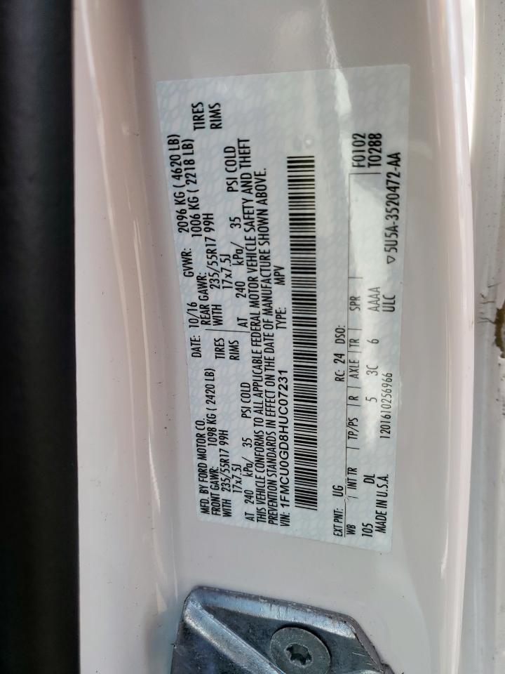 2017 Ford Escape Se VIN: 1FMCU0GD8HUC07231 Lot: 90290355