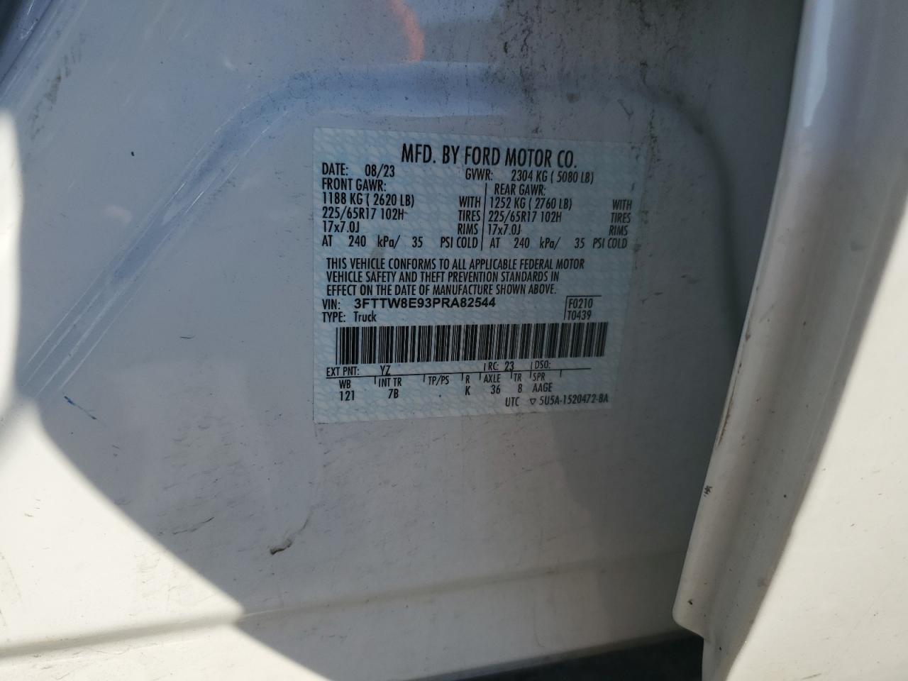 2023 Ford Maverick Xl VIN: 3FTTW8E93PRA82544 Lot: 86685245